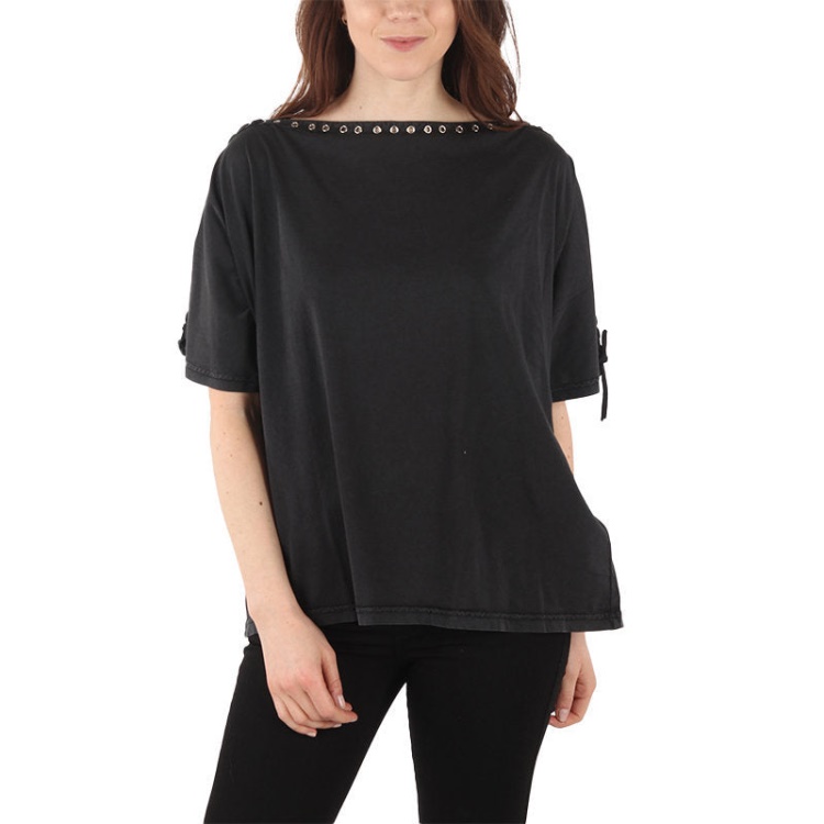 Diesel T Leox A Women's T Shirt Large Neck Short Sleeves Relax Fit Casual Tops