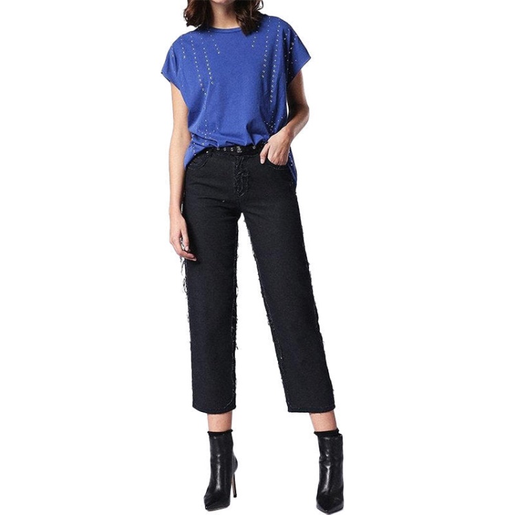 Diesel T Hanx Women's T Shirt Round Neck Short Sleeves Relax Fit Casual Tops Blue