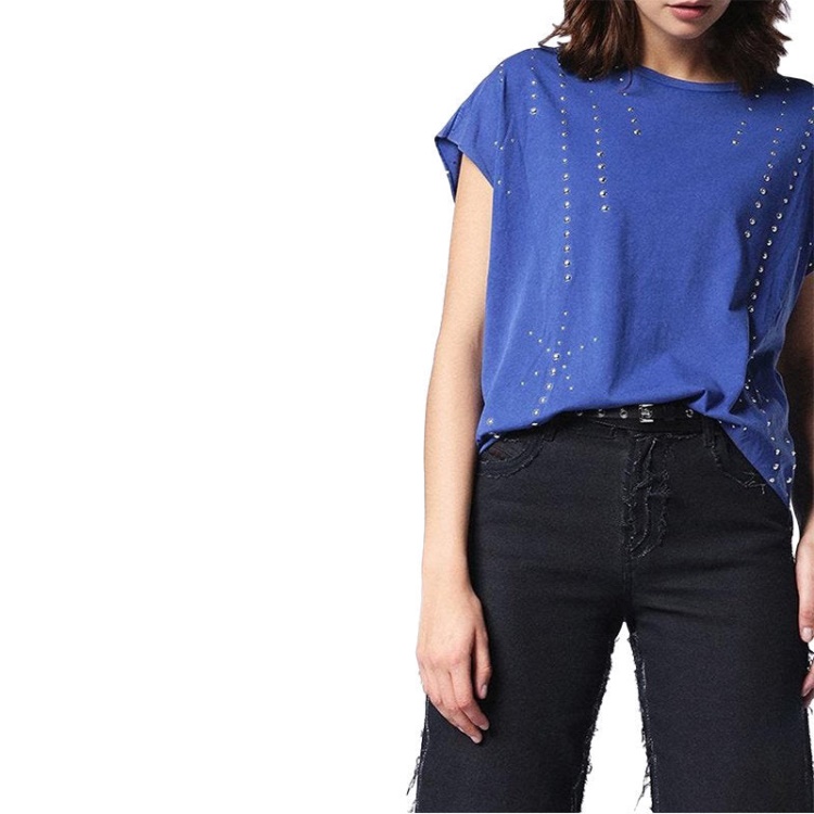 Diesel T Hanx Women's T Shirt Round Neck Short Sleeves Relax Fit Casual Tops Blue