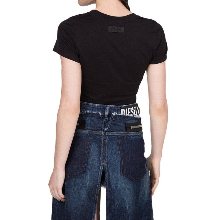 T Supery Women's T Shirt Crew Neck Short Sleeve Slim Fit Casual Tops Black Diesel