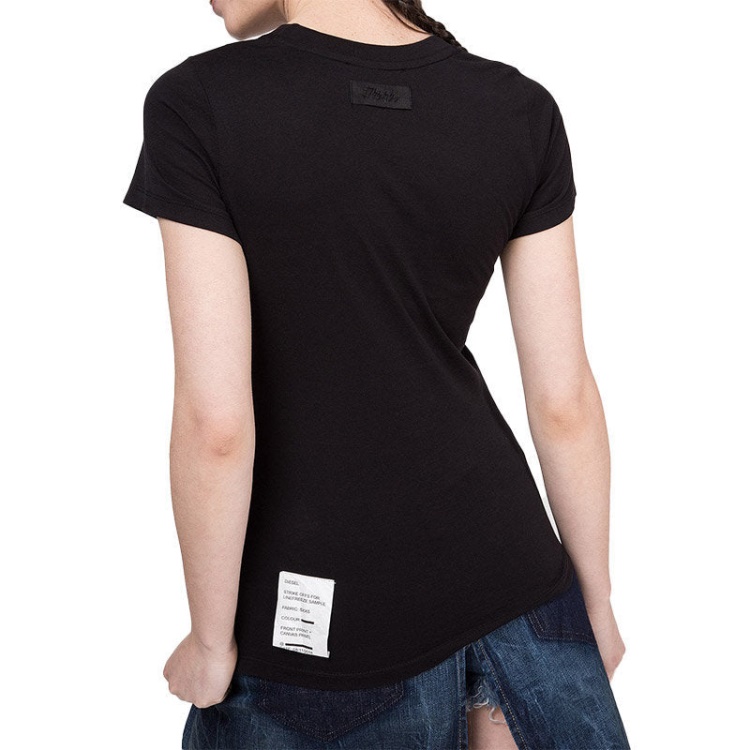 T Supery Women's T Shirt Crew Neck Short Sleeve Slim Fit Casual Tops Black Diesel