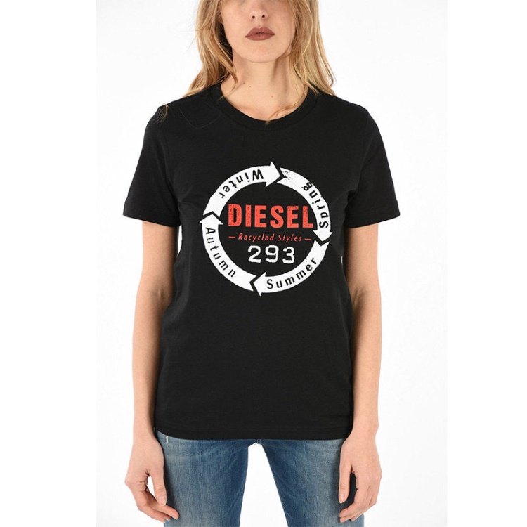 Diesel T Sily C1 Women's T Shirt Crew Neck Short Sleeves Slim Fit Casual Tops