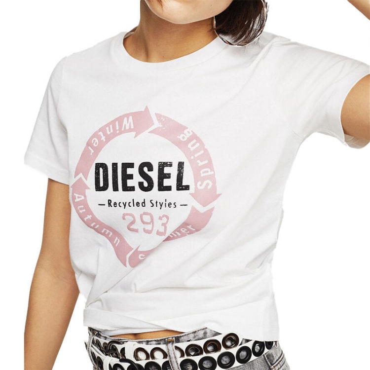 Diesel T Sily C1 Women's T Shirt Crew Neck Short Sleeves Slim Fit Casual Tops