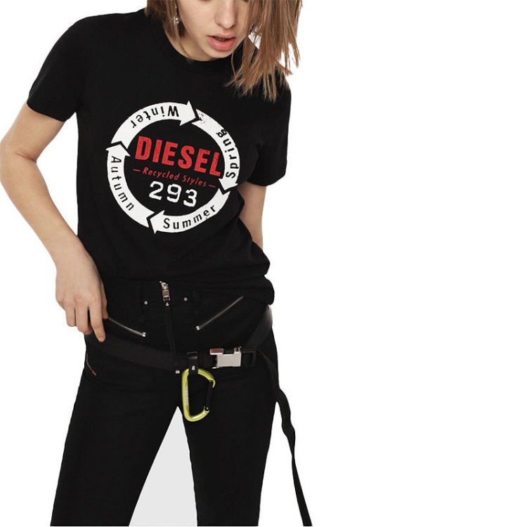 Diesel T Sily C1 Women's T Shirt Crew Neck Short Sleeves Slim Fit Casual Tops