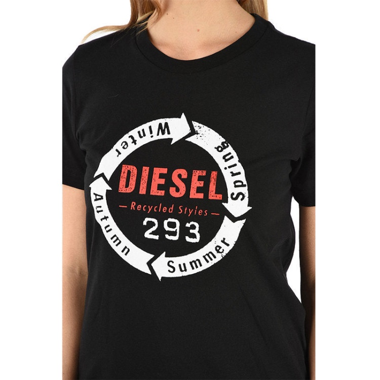 Diesel T Sily C1 Women's T Shirt Crew Neck Short Sleeves Slim Fit Casual Tops