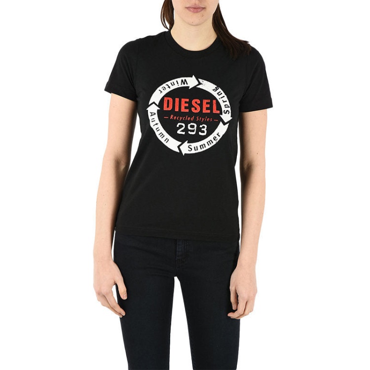 Diesel T Sily C1 Women's T Shirt Crew Neck Short Sleeves Slim Fit Casual Tops