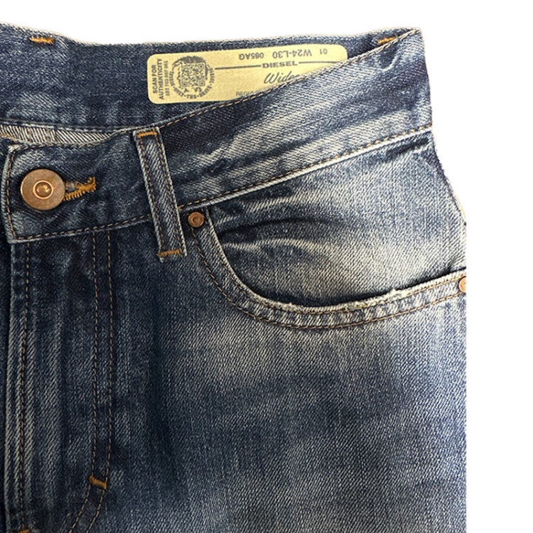 Diesel Widee 085Ag Women's Jeans Straight Ladies Distress Faded Denim Pants Blue