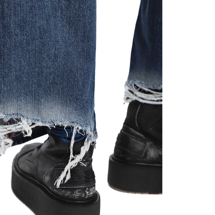 Diesel Widee 085Ag Women's Jeans Straight Ladies Distress Faded Denim Pants Blue