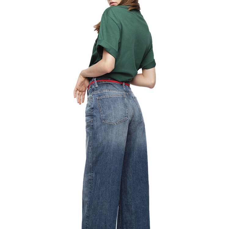 Diesel Widee 085Ag Women's Jeans Straight Ladies Distress Faded Denim Pants Blue