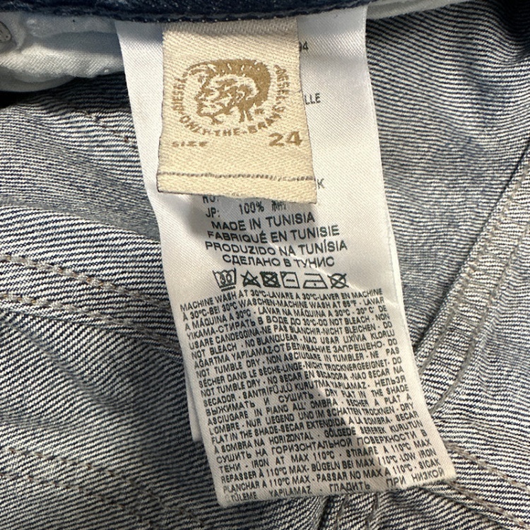 Diesel Widee 085Ag Women's Jeans Straight Ladies Distress Faded Denim Pants Blue