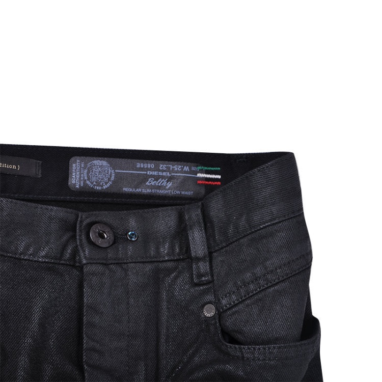 Belthy 0856E Women's Jeans Denim Regular Slim Black Pants Limited Edition Diesel