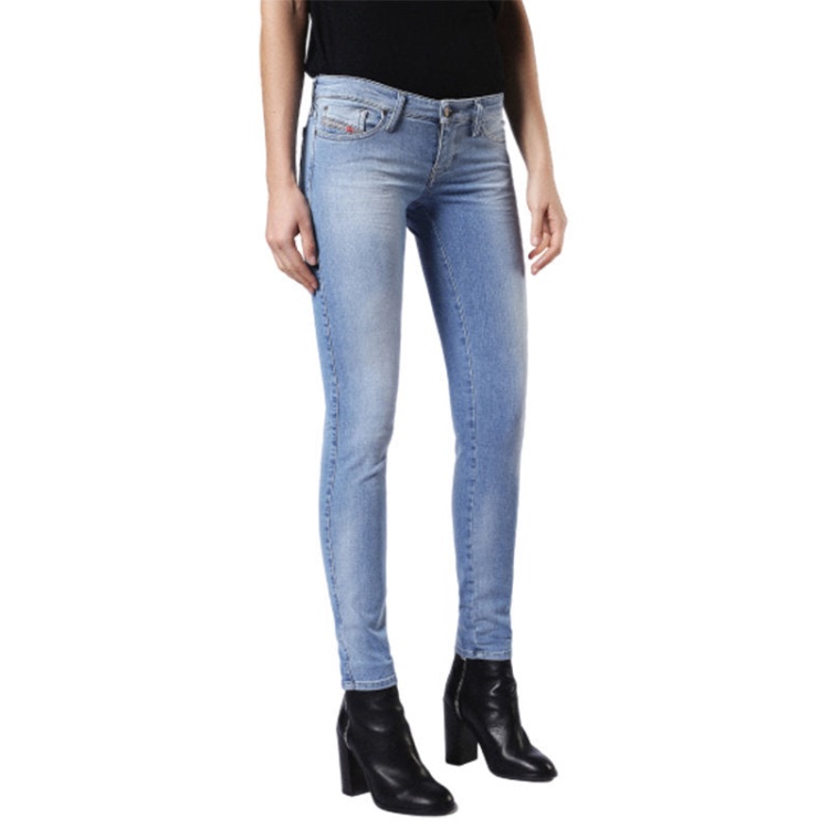 Diesel Skinzee Low 084Cr Women's Denim Jeans Super Skinny Fit Blue Faded Zip Fly