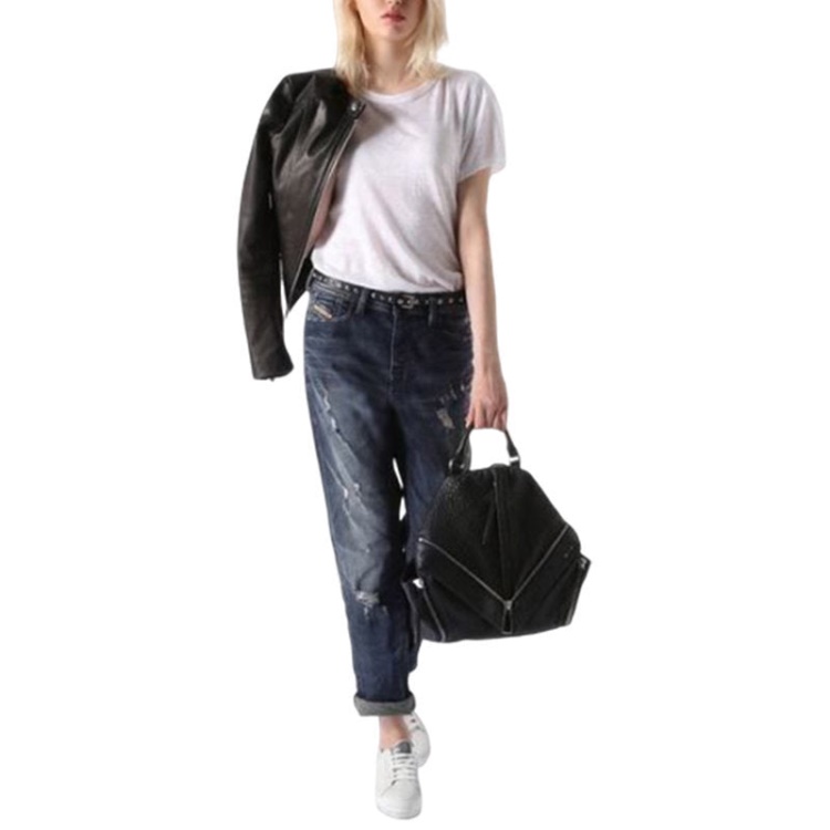 Diesel Women's Denim Jeans Reen 0844T Distress Regular Fit Straight Leg Dna Jeans