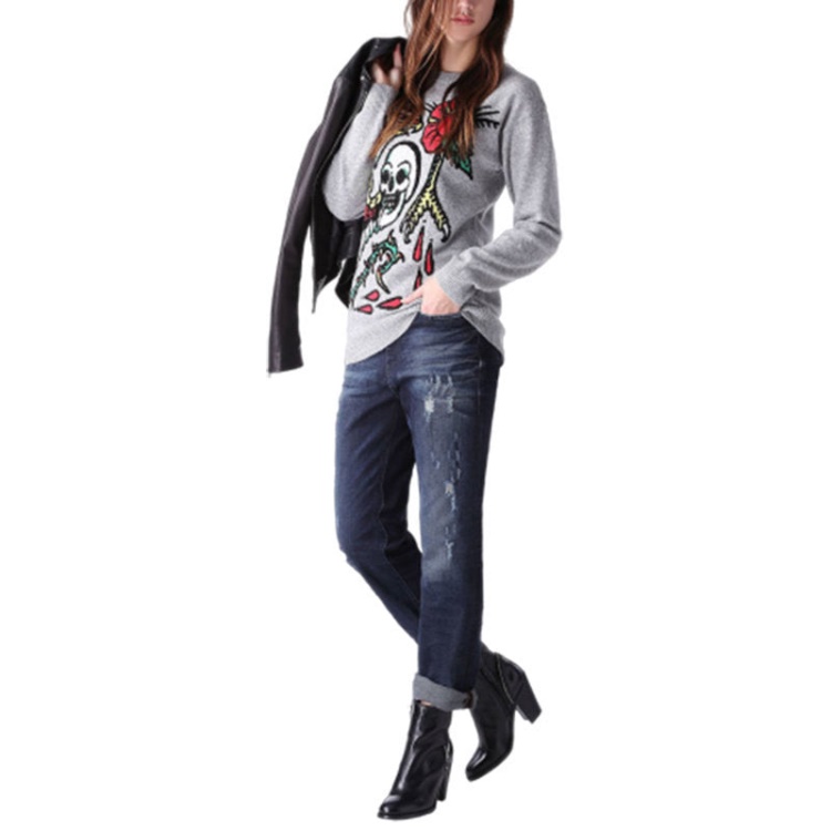 Diesel Women's Denim Jeans Reen 0844T Distress Regular Fit Straight Leg Dna Jeans