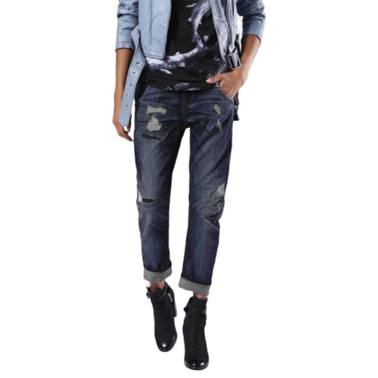 Belthy 0854T Women's Jeans Distressed Slim Fit Casual Dark Blue Denim Pant Diesel