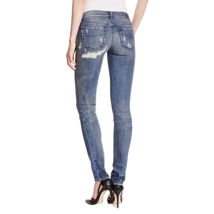 Diesel Grupee 0856X Women's Denim Jeans Super Skinny Fit Blue Faded Zip
