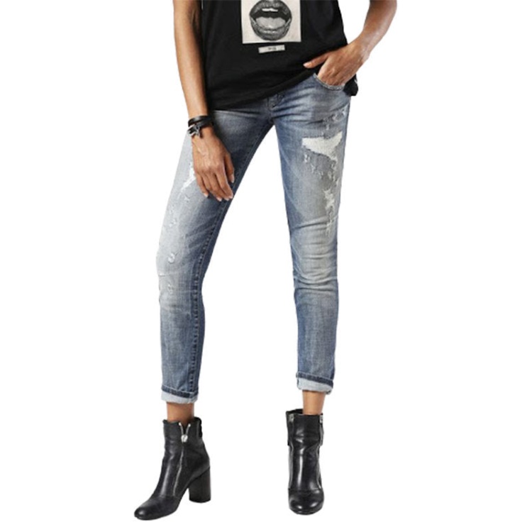 Diesel Grupee 0856X Women's Denim Jeans Super Skinny Fit Blue Faded Zip