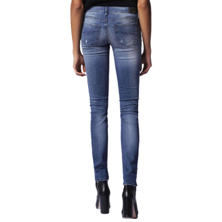 Grupee 0679C Women's Jeans Super Slim Fit Distress Casual Blue Denim Pants Diesel