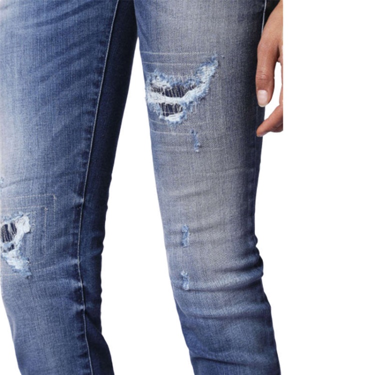 Grupee 0679C Women's Jeans Super Slim Fit Distress Casual Blue Denim Pants Diesel