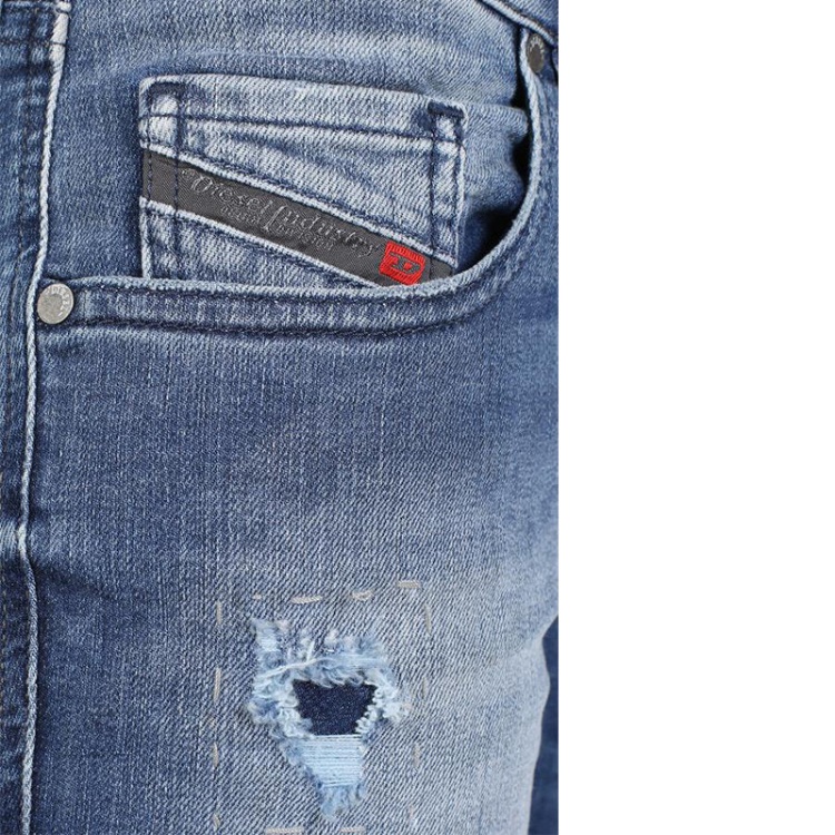 Grupee 0679C Women's Jeans Super Slim Fit Distress Casual Blue Denim Pants Diesel