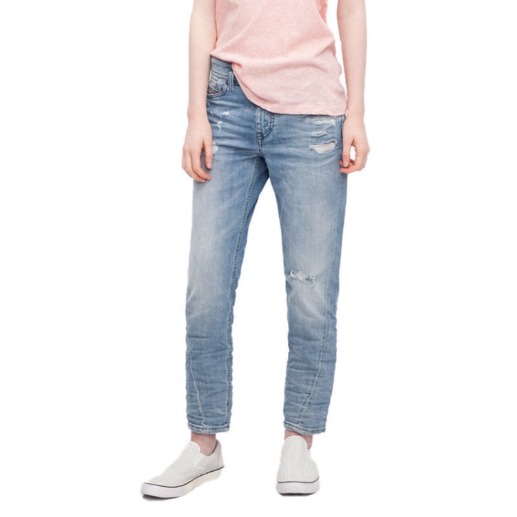 Diesel Women's Denim Jeans Reen Seam 0857F Regular Fit Straight Distressed Blue
