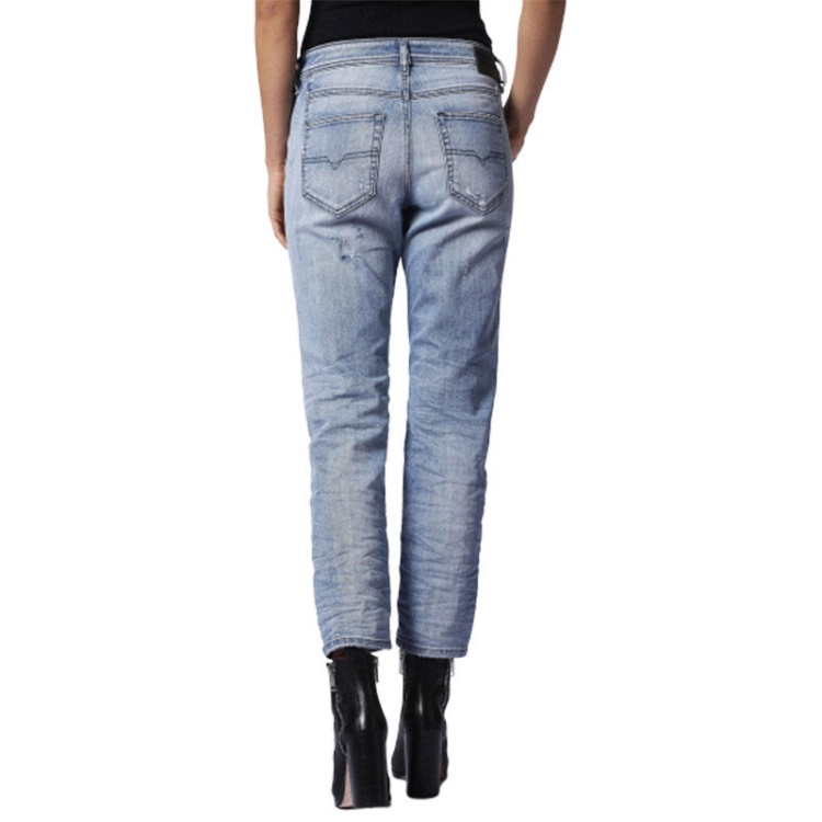 Diesel Women's Denim Jeans Reen Seam 0857F Regular Fit Straight Distressed Blue