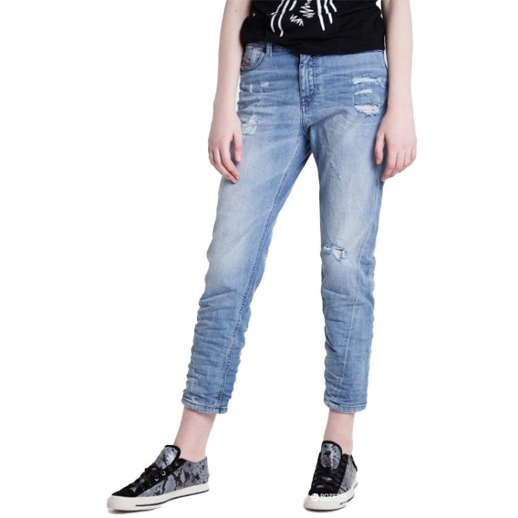 Diesel Women's Denim Jeans Reen Seam 0857F Regular Fit Straight Distressed Blue