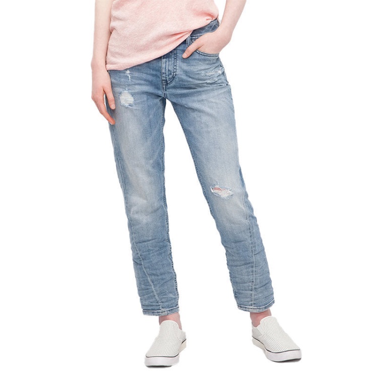 Diesel Women's Denim Jeans Reen Seam 0857F Regular Fit Straight Distressed Blue