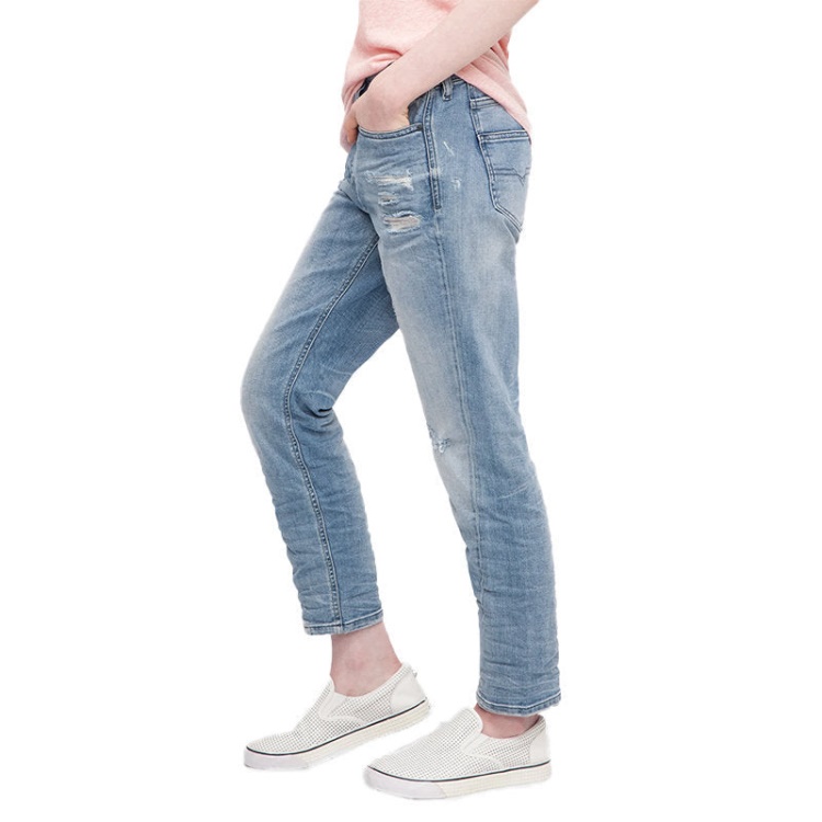 Diesel Women's Denim Jeans Reen Seam 0857F Regular Fit Straight Distressed Blue