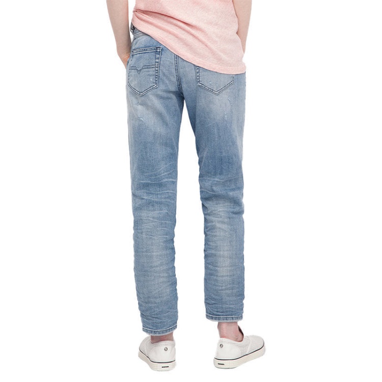 Diesel Women's Denim Jeans Reen Seam 0857F Regular Fit Straight Distressed Blue