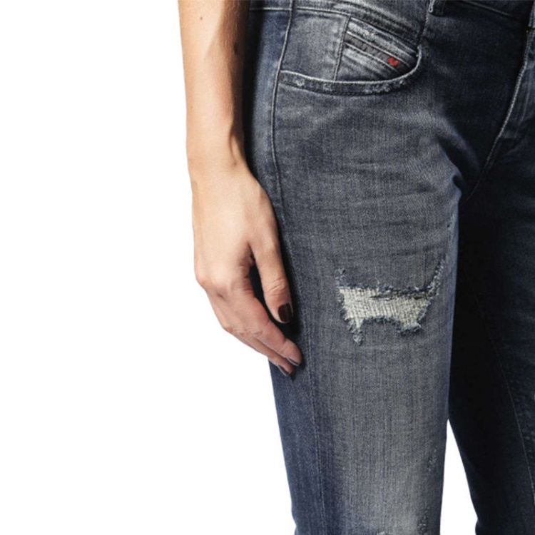 Belthy 0860K Women's Denim Jeans Regular Slim Dark Blue Zip Fly Diesel