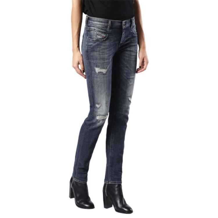 Belthy 0860K Women's Denim Jeans Regular Slim Dark Blue Zip Fly Diesel