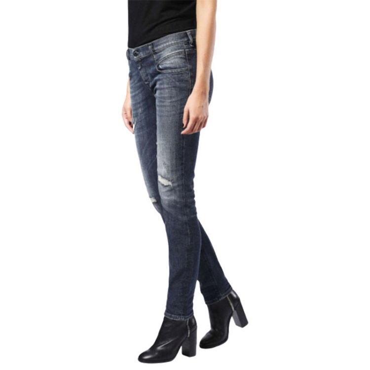 Belthy 0860K Women's Denim Jeans Regular Slim Dark Blue Zip Fly Diesel
