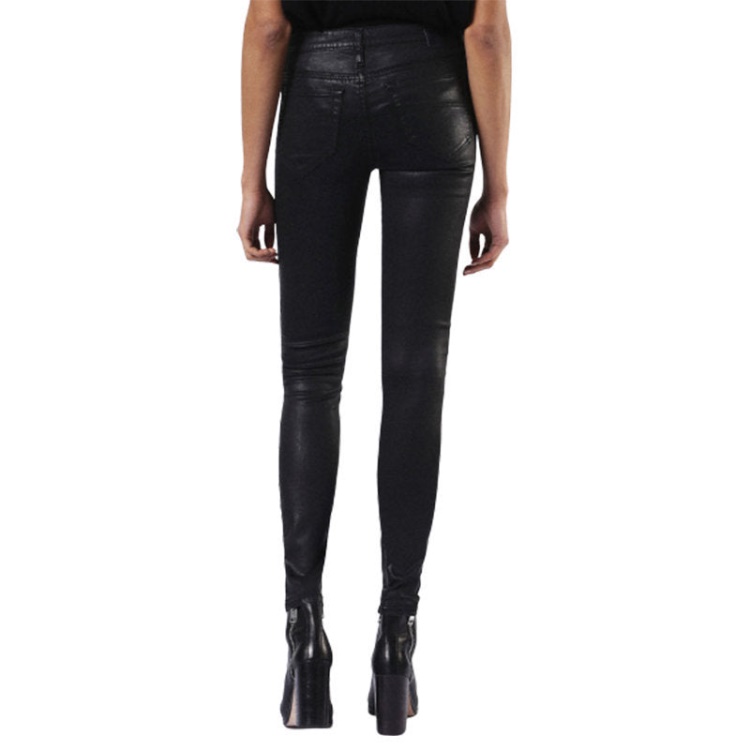 Diesel Skinzee 0662E Women's Denim Jeans Super Slim Skinny Zip Fly Shiny Black