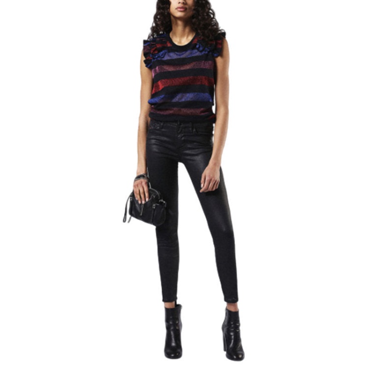 Diesel Skinzee 0662E Women's Denim Jeans Super Slim Skinny Zip Fly Shiny Black