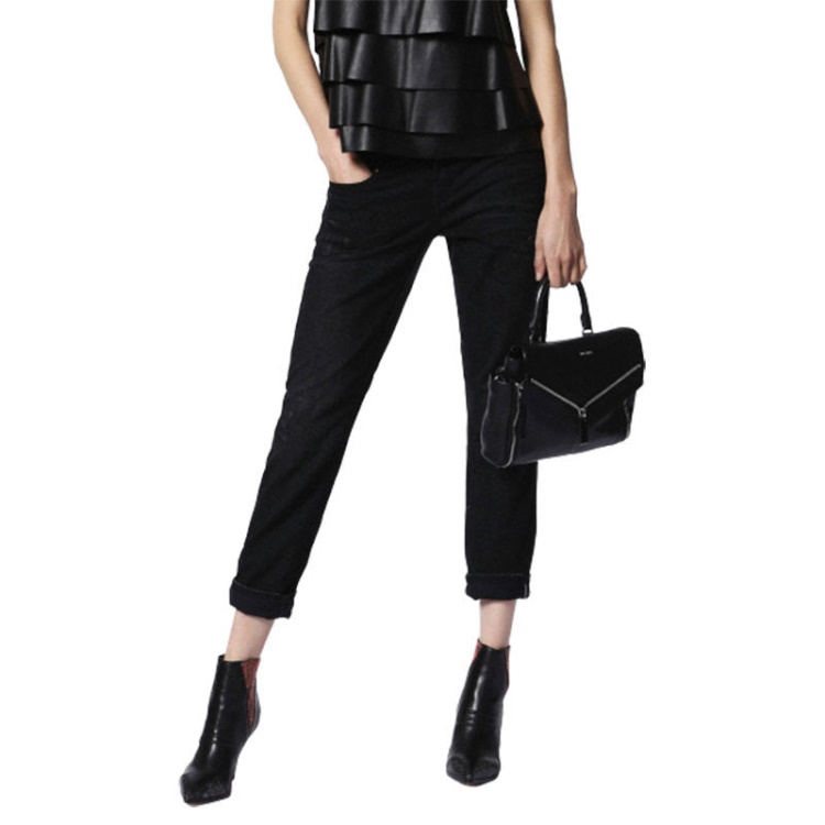 Diesel Belthy 0679F Women's Denim Jeans Distressed Regular Slim Black Zip Fly