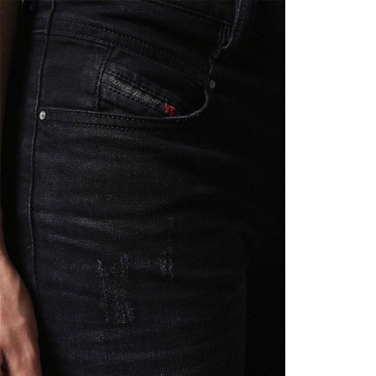 Diesel Belthy 0679F Women's Denim Jeans Distressed Regular Slim Black Zip Fly