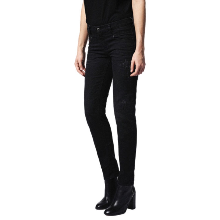 Diesel Belthy 0679F Women's Denim Jeans Distressed Regular Slim Black Zip Fly