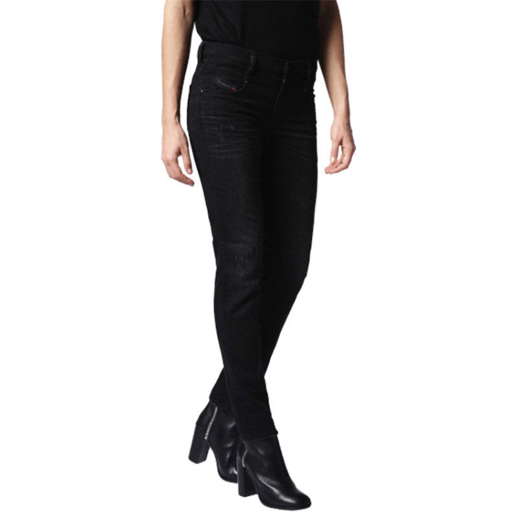 Diesel Belthy 0679F Women's Denim Jeans Distressed Regular Slim Black Zip Fly