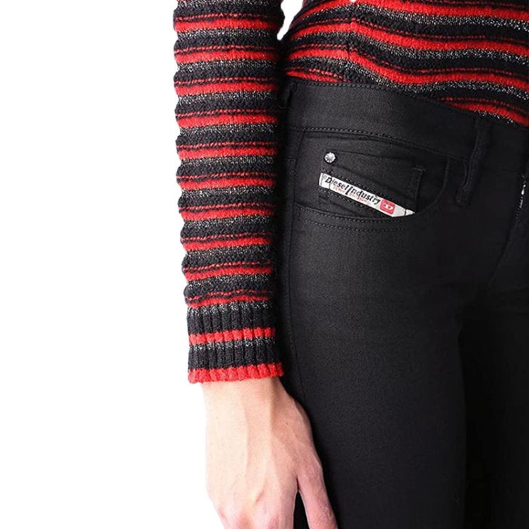 Diesel Skinzee Low 0813E Women's Denim Jeans Stretch Trouser Casual Black Pants