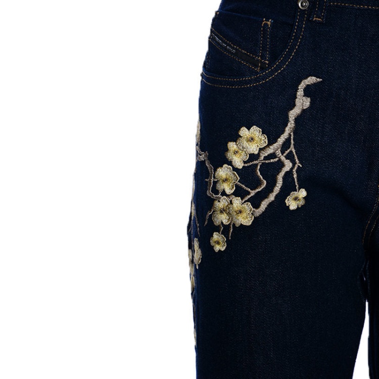 Black Gold Type 1799 Bg8Yl Women's Denim Jeans Embroidery Blue Pant Diesel