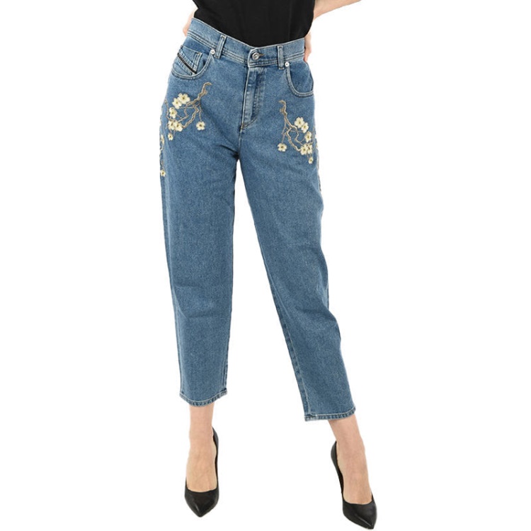 Diesel Black Gold Bg8Yq Women's Jeans Boyfriend Fit Casual Denim Embroidery Pants