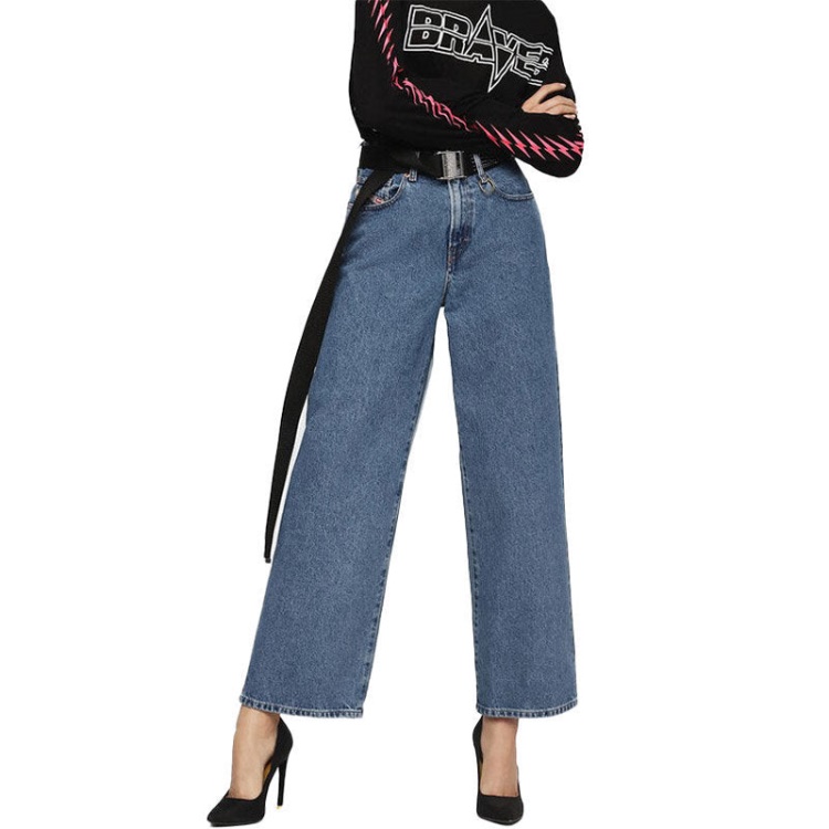 Widee 0077V Women's Jeans Denim Regular Straight High Waist Fit Pants Diesel