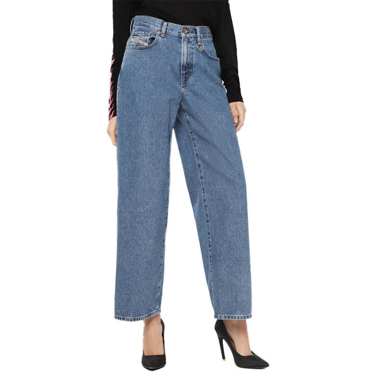 Widee 0077V Women's Jeans Denim Regular Straight High Waist Fit Pants Diesel